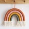 Rainbow Wall Hanging – Macramé Woven Wall Décor in Greyish-Green, Perfect for Baby Rooms, Nurseries, or as a Thoughtful Gift (7 x 7 x 0.78 in)